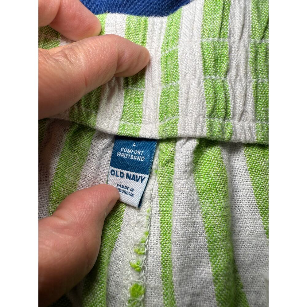 Old Navy striped linen pocket pull on shorts‎ womens large comfort coastal boho - Picture 4 of 9
